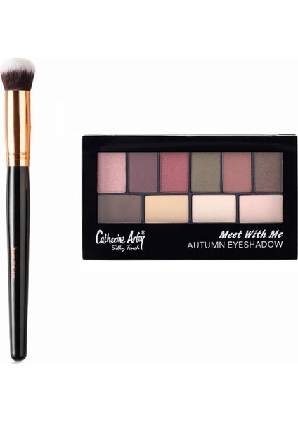Profesyonel Oval Yapılı Kapatıcı Fırçası 136 + 10'lu Palet Far - 2059 Meet Whıt Me Eyeshadow Autumn