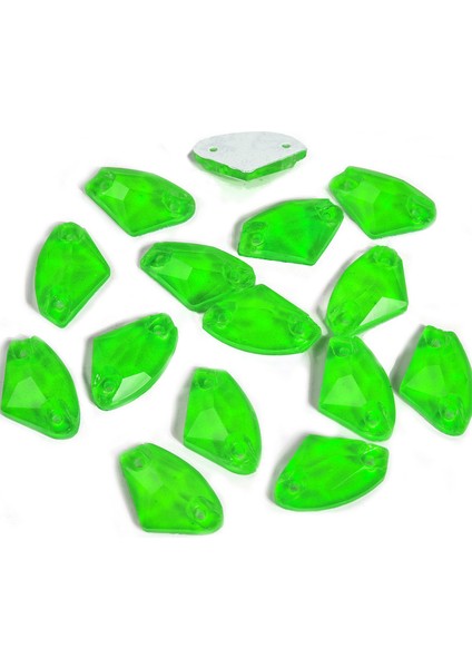 Premium Kalite Altı Düz Delikli Dikme Kristal Taş Ax Shape 9*14MM N02 Emerald Neon (45 Adet)