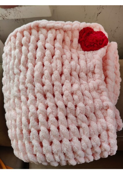 Alize Puffy El Örmesi Pembe Bebek Battaniyesi ( 90 x 90 )