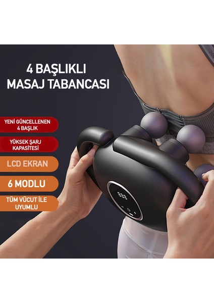Şarjlı 4 Başlıklı Masaj Aleti Fonksiyonel Masaj Aleti Boyun Masaj Aleti Sırt Masaj Aleti Tüm Vücut Masaj Aleti Şarjlı Masaj Aleti Masaj