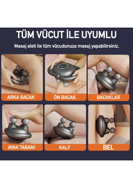 Şarjlı 4 Başlıklı Masaj Aleti Fonksiyonel Masaj Aleti Boyun Masaj Aleti Sırt Masaj Aleti Tüm Vücut Masaj Aleti Şarjlı Masaj Aleti Masaj