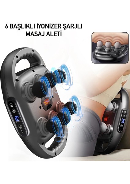 Şarjlı 6 Başlıklı Infrared Hilda Masaj Aleti Fonksiyonel Masaj Aleti Boyun Masaj Aleti Sırt Masaj Aleti Tüm Vücut Masaj Aleti Şarjlı Masaj Aleti Masaj