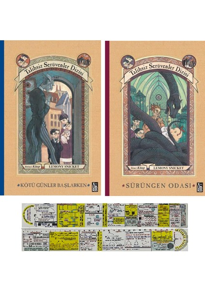 Talihsiz Serüvenler Dizisi 1-2. Kitaplar Set (Ciltli) (Matematik Öğreten Cetvel) - Lemony Snicket