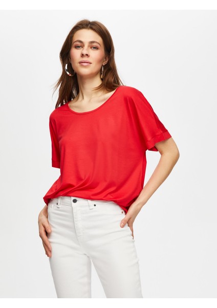 Yuvarlak Yaka Düşük Kollu T-Shirt 003 fiyatları