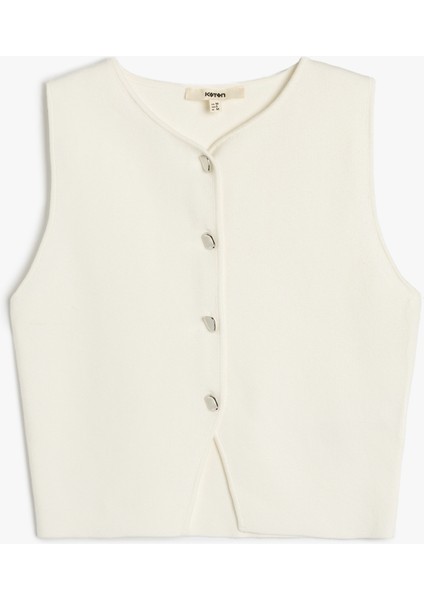 Düğmeli Kolsuz Bisiklet Yaka Triko Yelek modelleri