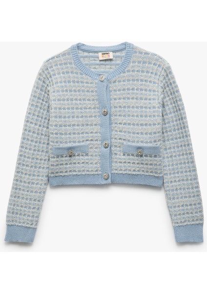 Bisiklet Yaka Uzun Kollu Düğmeli Triko Hırka