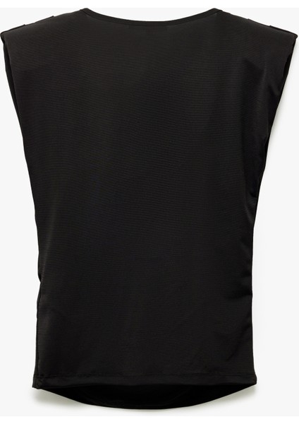 Drape Detaylı Vatkalı Degaje Yaka Kolsuz Bluz