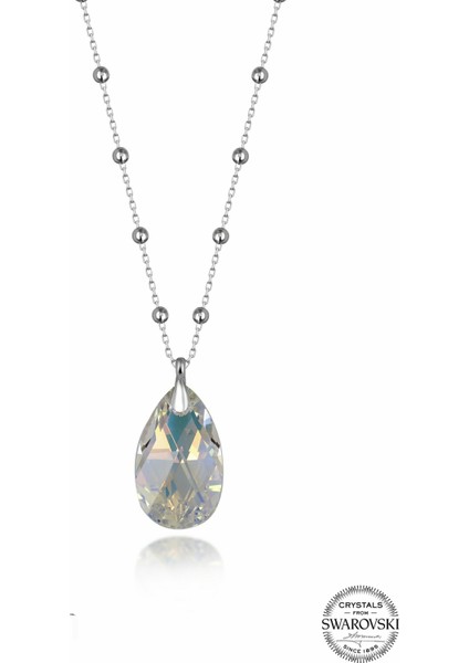 Swr Crystal 22 mm Damla Top Zincirli Kadın Gümüş Kolye fiyatları