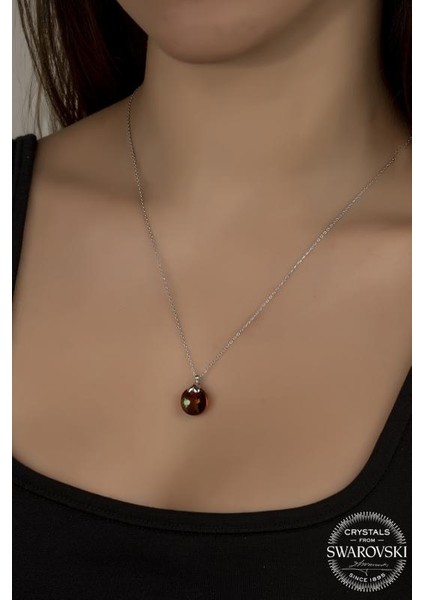 Swr Crystal 12 mm Red Magma Kadın Gümüş Kolye