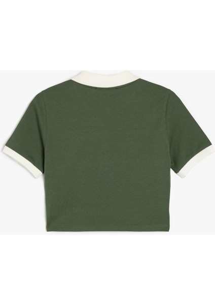 Nakış Detaylı Kısa Kollu Biyeli Polo Yaka Tişört fiyatları