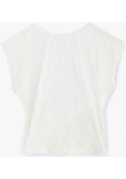 Sırt Dekolteli Kolsuz Transparan Dantel Bluz modelleri