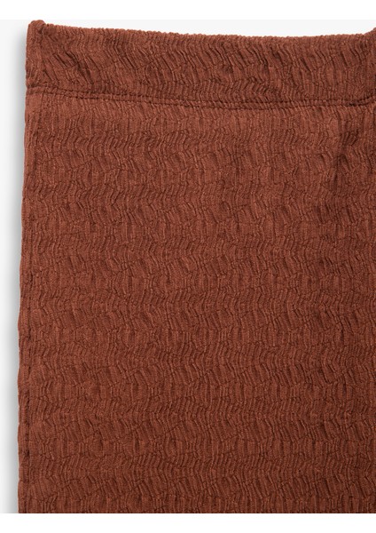 Yüksek Bel Slim Fit Yırtmaç Detaylı Astarlı Midi Kalem Etek