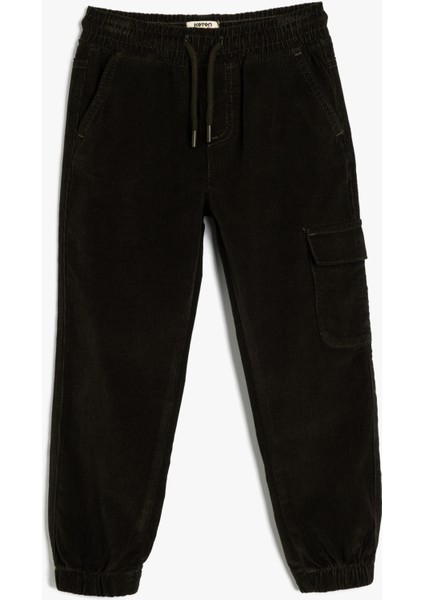 Jogger Pantolon Kargo Cepli Beli Bağlamalı Pamuklu