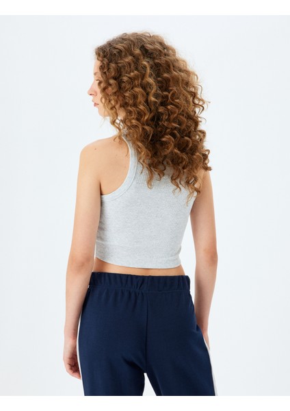 Crop Atlet Halter Yaka Fitilli Slim Fit