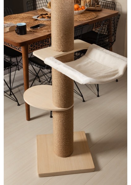 Daisy 250 cm Yüksekliğinde Kedi Tırmalama Ağacı –Meşe Ahşap, Balkon Ve Uzay Kapsüllü Oyun Alanı