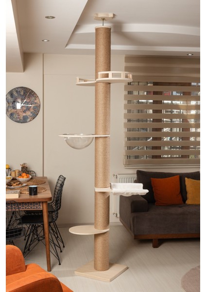 Daisy 250 cm Yüksekliğinde Kedi Tırmalama Ağacı –Meşe Ahşap, Balkon Ve Uzay Kapsüllü Oyun Alanı modelleri