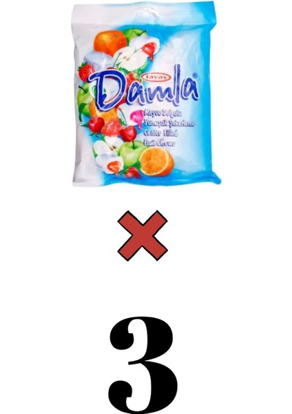 Damla Meyve Dolgulu Yumuşak Şeker 350 gr x 3 Poşet