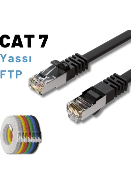 Irenıs 50 cm Cat7 Kablo Yassı Ftp Ethernet Network Lan Ağ Kablosu