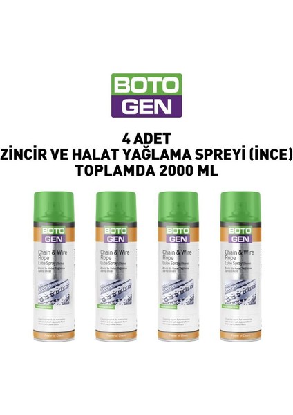 Zincir ve Halat Yağlama Spreyi (Ince) (4' Lü) 500 ml