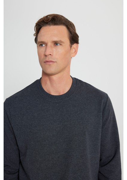 Standart Fit Normal Kesim 2 İplik Recycle Pamuklu Bisiklet Yaka Sweatshirt fırsatları