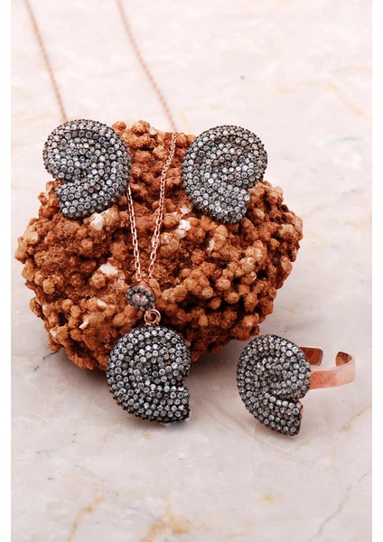 Salyangoz Rose Gümüş Set 2228
