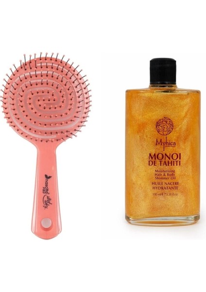 Pembe Pro Üç Boyutlu Oval Saç Fırçası 02 + Işıltılı Saç & Vücut Nemlendirici Yağ - 100 ml