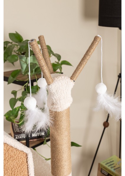 Vella Kedi Ağacı - 3 Katlı, Tırmalama Direği, Yatak ve Oyuncaklı, Bej-Kahverengi, Kolay Kurulum modelleri