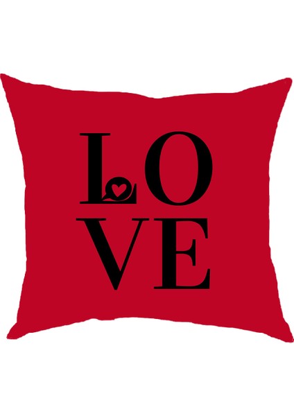 Aşk Love Kalp Çiçek Sevgililer Günü Hediyesi Yumşak Elyaf Dolgulu Dijital Baskılı Yastık
