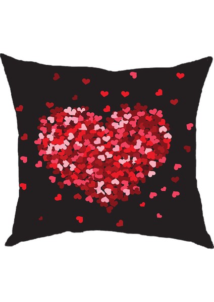 Aşk Love Kalp Çiçek Sevgililer Günü Hediyesi Yumşak Elyaf Dolgulu Dijital Baskılı Yastık