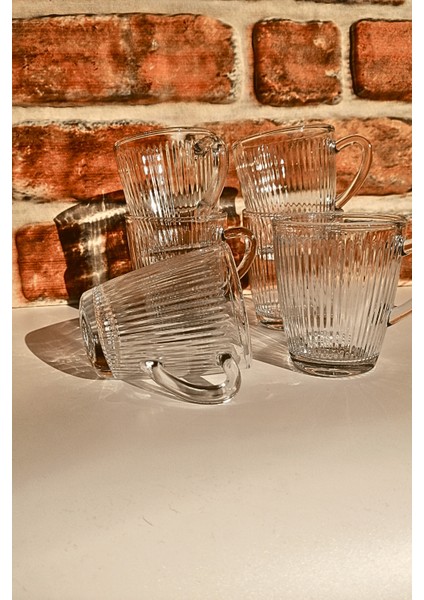 Saplı Su Bardağı - Çay Bardağı - Saplı Cam Bardak- 6 Adet