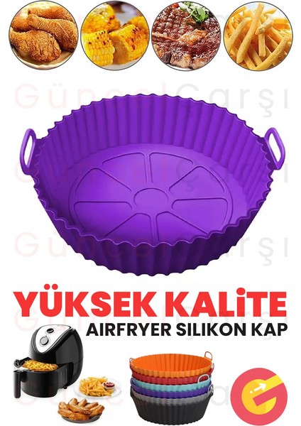 Yüksek Kallite Büyük Boy Xl Airfryer Silikon Pişirme Kabı Bpa Içermez Airfryer Silikon Pişirme Kağıdı, Yapışmaz Kolay Temizlenir, Air Fryer Kalıbı