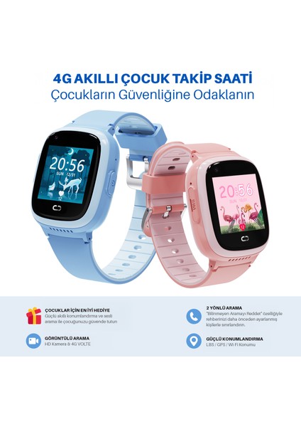 9930-M Akıllı Çocuk Takip Saati / 4G/3G/2G LTE - SİM - Wi-Fi - GPS - LBS / Anlık ve Geçmiş Konum indirimleri