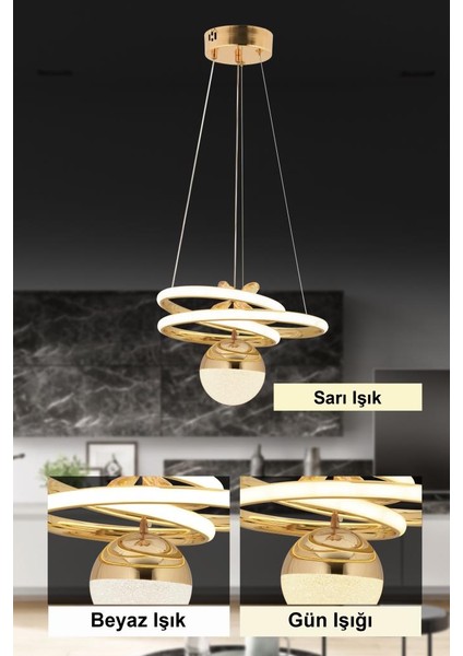 Istanbul Avize Diana Ledli Üç Renk Gold Lüx Modern Avize