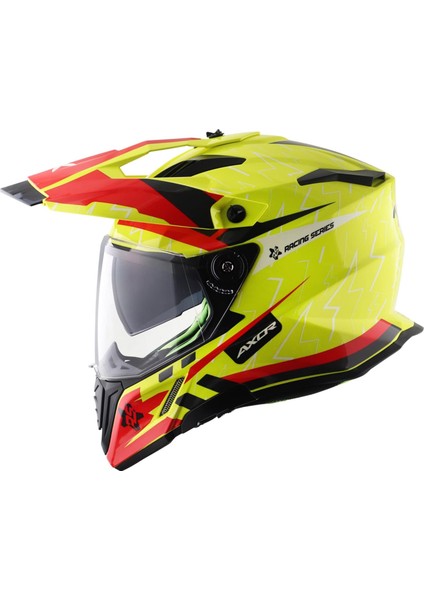 X-Cross Flash Dual Vısor Helmet - Neon Yellow Red