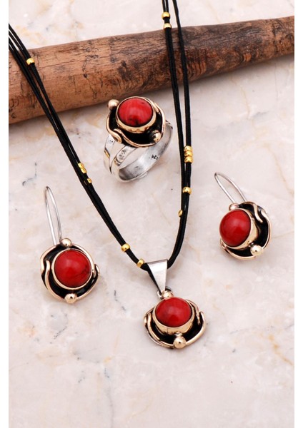 Mercan Sarma Elişi Gümüş Set 2171