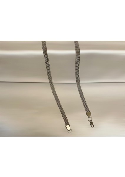 Silver-Hasır-Yassı Yüksek Kalite Paslanmaz Çelik Kolye 65 cm