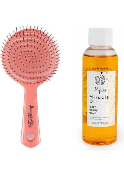 Pembe Pro Üç Boyutlu Oval Saç Fırçası 02 + Nemlendirici Yüz, Vücut ve Saç Bakım Yağı 100 ml