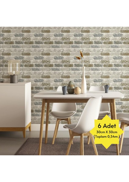 30 x 30 cm 6ADET 3D Kendinden Yapışkanlı Duvar Kağıdı Kaplama Mutfak Banyo 1paket 0,54 M2