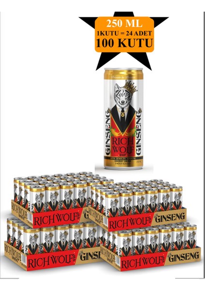 Rıch Wolf Gınseng For Men Enerji Içeceği 100 Kutu ( 1 Kutu=24 Adet / 250 ml )