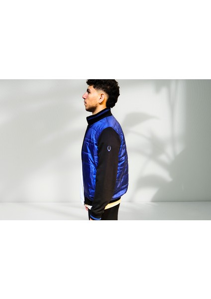 Erkek Siyah-Saks Kapitone Dik Yaka Casual Sweat Ceket 257919204 modelleri