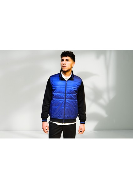Erkek Siyah-Saks Kapitone Dik Yaka Casual Sweat Ceket 257919204 indirimleri
