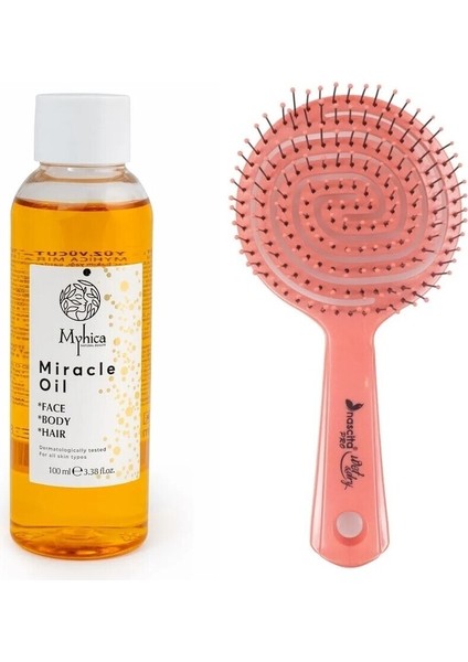 Nemlendirici Yüz, Vücut ve Saç Bakım Yağı - 100 ml + Pembe Pro Üç Boyutlu Oval Saç Fırçası 02