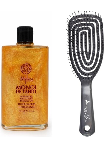 Işıltılı Saç & Vücut Nemlendirici Yağ - 100 ml + Pro Üç Boyutlu Saç Fırçası -01
