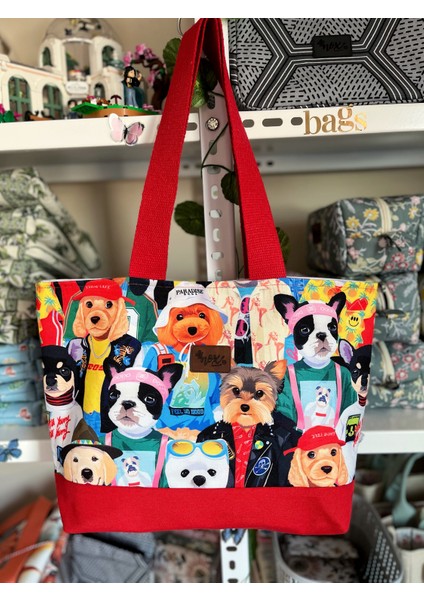Köpek Desenli Tasarım Kol Çantası
