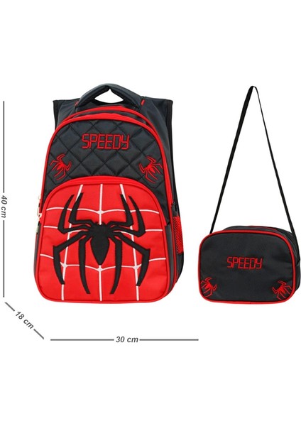 3 Bölmeli İlkokul Çantası ve Beslenme Çantası Speedy Kırmızı-Siyah 2018-1 fiyatları