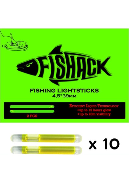 Fishack Jel Balıkçı Fosfor Çiftli 45*39MM 10'lu
