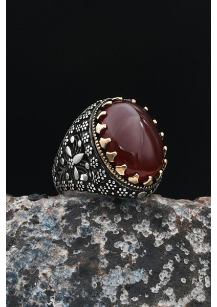 Akik Taşlı 925 Ayar Gümüş Erkek Yüzüğü 901495 modelleri