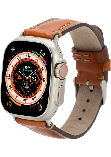 Dikişli Model Deri Apple Watch Kordonu,38/40/41/42/44/49 mm Uyumlu Ultra Ultra 2 Uyumlu