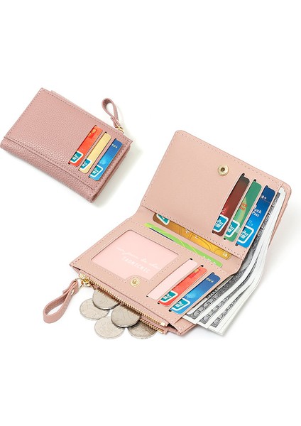 Tek Fermuarlı Bayan Iki Katlı Çoklu Kart Yuvası Cüzdan Kimlik Para Cüzdanı Kart Tutucu (Yurt Dışından) modelleri