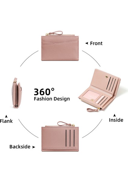 Tek Fermuarlı Bayan Iki Katlı Çoklu Kart Yuvası Cüzdan Kimlik Para Cüzdanı Kart Tutucu (Yurt Dışından) indirimleri